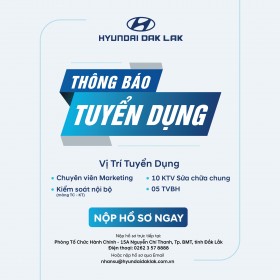 HYUNDAI ĐẮK LẮK THÔNG BÁO TUYỂN DỤNG THÁNG 3/2024